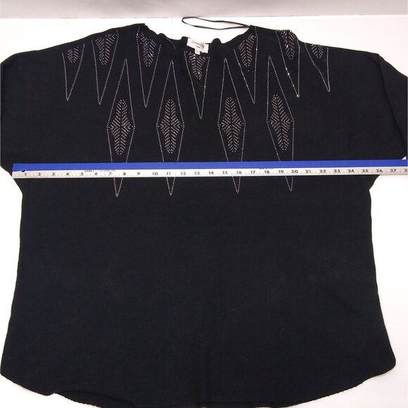Siren Lily Embellished Rhinestone Black Top Women's 1X Viscose/Nylon/Polyester - Picture 6 of 7